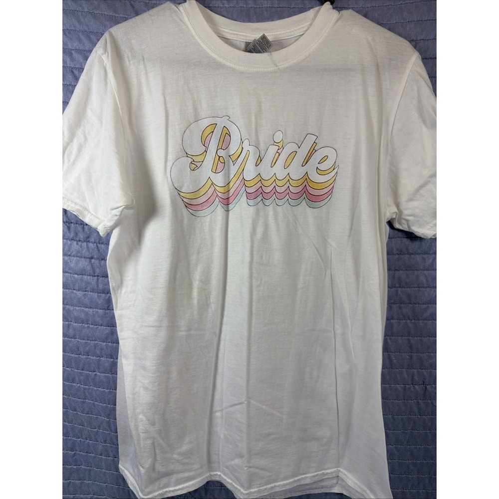 White BRIDE Crew neck‎ SS Wedding T-shirt Size med